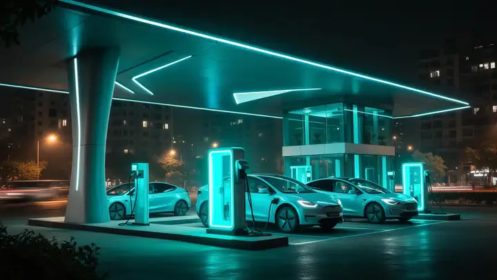 EV charging station hub in Kerala with DC fast chargers — PixellEnergy